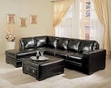 Contemporary Dark Brown Leather Media Sectional Sofa