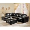 Contemporary Dark Brown Leather Media Sectional Sofa