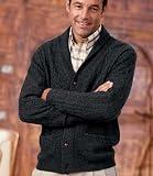 Lambswool Blend Shawl Collar Cable Cardigan Sweater