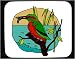Decorated Mouse Pad with green, kookaburra, eating, red, bird, animal, colorful