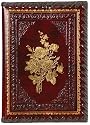Gold Roses Refillable Leather Journal with Embossed Roses Design, Gold Edge Sheets, Lined, 6x8"