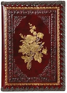 Gold Roses Refillable Leather Journal with Embossed Roses Design, Ivory Sheets, Lined, 6x8"