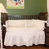 Hoohobbers 4-Piece Crib Bedding, White Pique