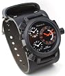 Nemesis #KIN080KN Men's Signature Collection Triple Time Zone Oversized Wide Leather Cuff Band Watch