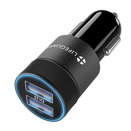 +LIFEGUARD Dual USB Car Charger 2.1A with +IQ Technology (Black)