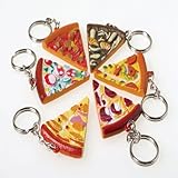 US Toy - Assorted Pizza Slice Key Chains, 1.75", Made of Plastic, Lot Of 12