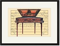 Black Framed/Matted Print 17x23, Dulcimer