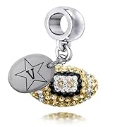 Vanderbilt Commodores Enameled Football Drop Charm. Solid Sterling Silver with Enamel