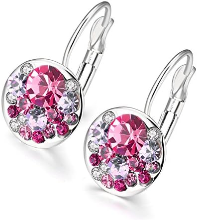 Aliliya High Quality Jewelry Signature Pave Exquisite High-End Crystal Earring - Fashion gilt fashion Colorful sparkling round earrings - red - B-1