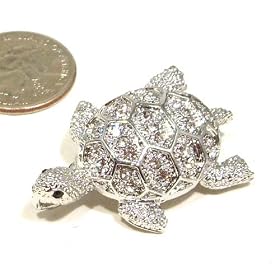 Clear Austrian Rhinestone Sea Turtle Silver-Plated Brooch Pin | Pendant