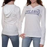 NBA '47 Brand Orlando Magic Ladies Primetime Slub V-Neck Long Sleeve Hoodie T-Shirt - White (Small)