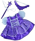 Purple Fairy Princess Dress w/Wand Teddy Bear Clothes Outfit Fits Most 14" - 18" Build-a-bear, Vermont Teddy Bears, and Make Your Own Stuffed Animals