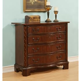Powell Masterpiece 18th Century Hand Inlaid 4-Drawer Serpentine Hall Chest