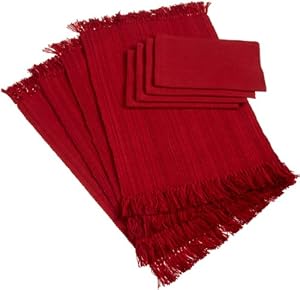 red table linen