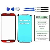 Samsung Galaxy S4 Glass Screen Red Replacement Kit with DM Tools, DM Sticky Adhsive, and Instructions Included I9500 I9505 I545 M919 I337 L720 R970 - DIYMOBILITY
