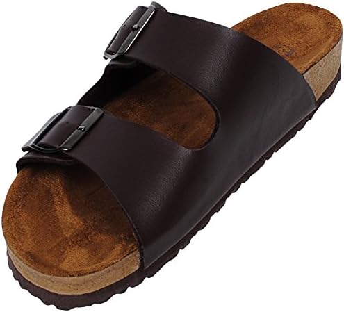 Angel Cola Men's Two Strap Soft Footbed Sandal Brown 10.5