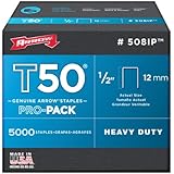 Arrow 508IP Genuine T50 1/2-Inch Staples, 5,000-Pack
