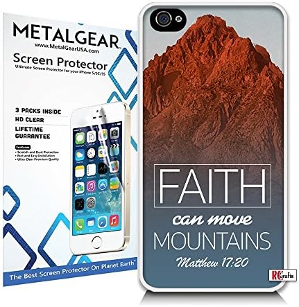 iPhone 5c Cell Phone Covers &amp; Screen Protectors 2pc COMBO - Direct Print Bible Verse, Christian Quote - UV Print Technology - Not A Sticker - Full Coverage Back Hard Case &amp; Front Screen Protector (MATTHEW 17:20 Faith)