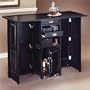Home Styles Furniture Black Folding Home Bar Cabinet with Chrome Rails