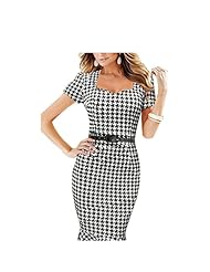 Cotton Houndstooth Print Vintage Mermaid  Dress