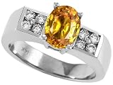 1.75 cts Genuine Citrine and Diamond Ringring - 14kt White or Yellow Gold