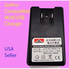 Wall / usb charger for Gopro HD 1080p battery. AHDBT-001 compatible