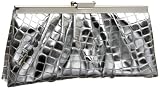 Jessica McClintock Metallic Croc Frame Clutch