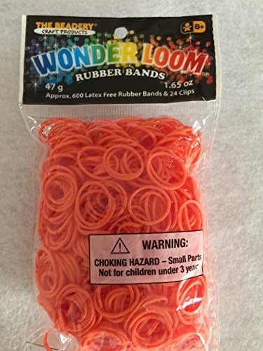 The Beadery Wonder Loom Orange Rubber Bands with Clips