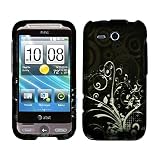 Silver Vine Tree Leaf Circle Polka Artistic Rubberized Coating Premium Snap on Protector Faceplate Hard Case for HTC Freestyle F5151 + Ultra-Premium Clear Film Screen Protector Armor