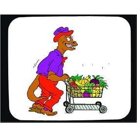 Mouse Pad with dinosaur, groceries, vegetables, buying