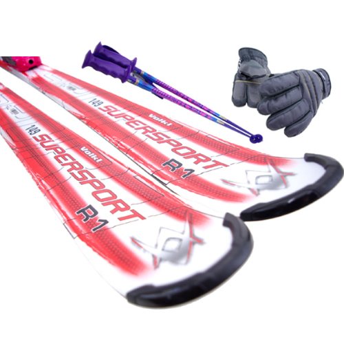 【スキー福袋】Volkl SUPERSPORT R1赤 １６３cm◆金具＆ストック＆グローブ付