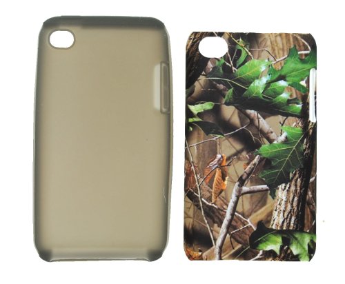 Amazon Forest Design 2 in 1 Hybrid Style (Soft Silicone and Hard Cover) Snap on Protective Case for Apple Ipod Touch 4 4th + Microfiber Pouch Bag