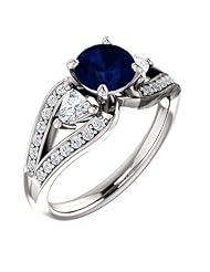 Platinum 6.00mm Round Cut Sapphire and Diamond Ring -- LIFETIME WARRANTY