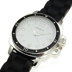 Black Round Silicone Rubber Large Face Wrist Watch