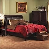 Queen Modus City Leather Upholstered Low Profile Sleigh Bed in Russet Finish
