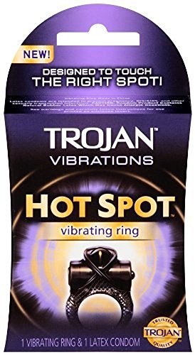 Trojan Vibrations Hot Spot Vibrating Ring & 1 Latex Condom (6 Pack)
