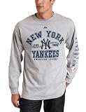 MLB Men's New York Yankees Dial It Up Long Sleeve Basic Tee (Steel Heather, Large)