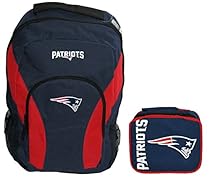 NFL Football New England Patriots Navy Blue Draft Day Backpack and Lunch Box School Bundle Set
