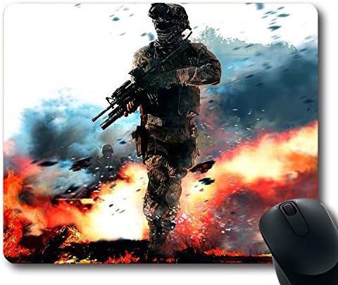 Custom Brilliant Mouse Pad with Call Of Duty Modern Warfare Military Soldier Fire Gun Action Non-Slip Neoprene Rubber Standard Size 9 Inch(220mm) X 7 Inch(180mm) X 1/8 Inch(3mm) Desktop Mousepad Laptop Mouse pads Comfortable Computer Mouse Mat