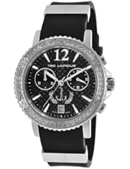 Womens Chronograph Silver-Tone Steel Case Black Rubber
