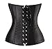 Zhitunemi Women's Satin Bustier Waist Training Corset Cincher Overbust Plus Size X-Large Black