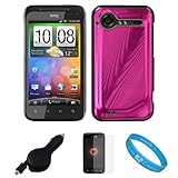 Pink Metallic Cosmo Wave Design Protective Snap-On Case Cover for HTC Droid ....
