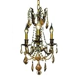 Chateau Design 3-Light 18'' Antique Brass or French Gold Mini Chandelier with European, Swarovski, or 30% Lead Crystals SKU# 11219