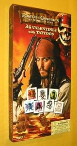 Pirates of the Caribbean 34 Valentine cards with tattoos