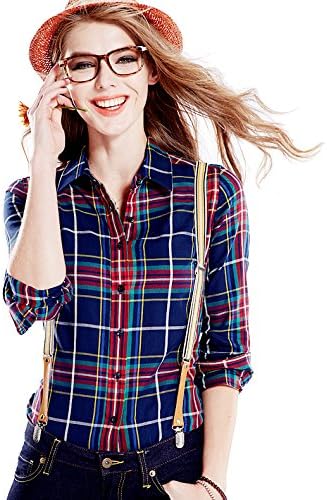 BRIOSO Soft Cotton Plaid Flannel Shirts for Teens BL-677-7-L