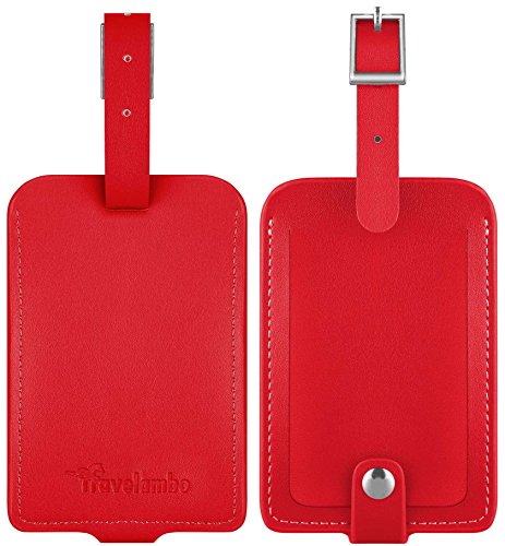 Travelambo Leather Luggage Tag & Baggage Bag Tag & Cruise Tag & Business Card Holder With Buckle