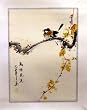 Bird on an Autumn Branch - Original Hand Painted Watercolor Art on Rice Paper