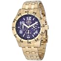 Invicta Men's 1490 Chronograph Blue Dial 18k Gold Ion-Plated Stainless Steel Watch