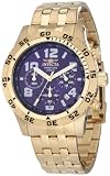 Buy Invicta Men’s 1490 Chronograph Blue Dial 18k Gold Ion-Plated Stainless Steel Watch Chronograph Watches