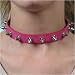 Pink Spiked Leather Choker